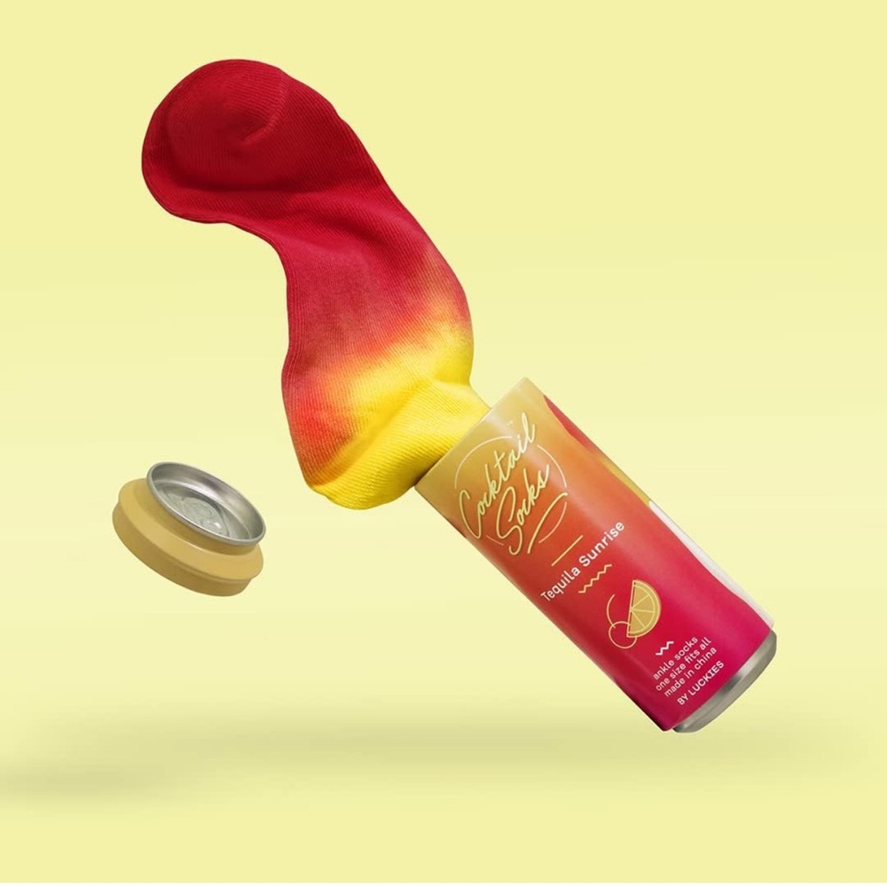 NIB-Novelty Cocktail Socks Tequila Sunrise- Ladies Ankle Sock-One Size